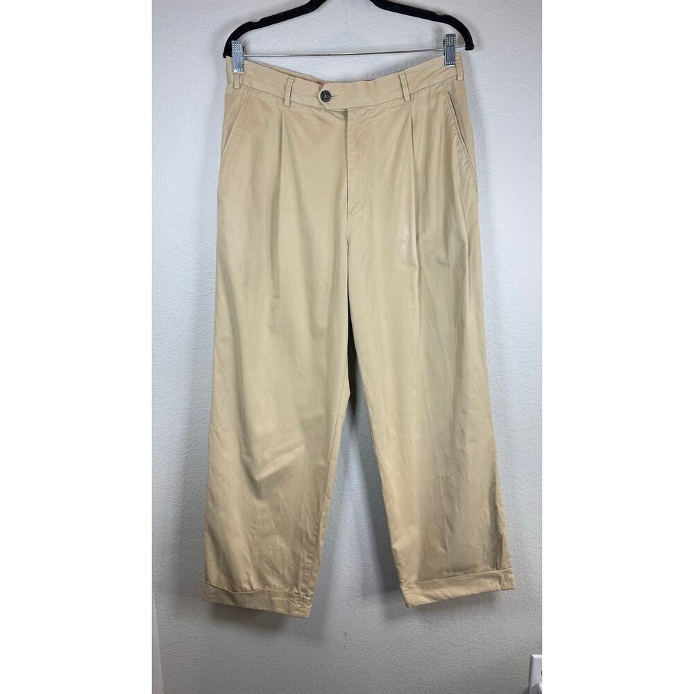 Ermenegildo Zegna‎ Men's Beige Wide Leg Khaki Trouser Pants Size 30"